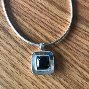 Talbots sterling silver necklace w/ black pendant